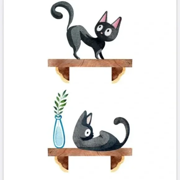 Funky cat art print for home decor or gift - Picture 2 of 2